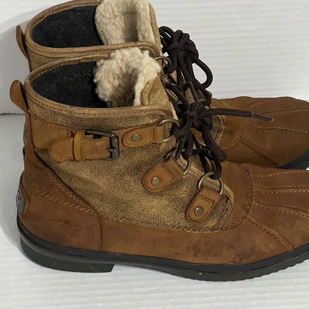Ugg Cecile Waterproof Leather Women's Duck Ankle Boots size 7.5 Brown 1007999